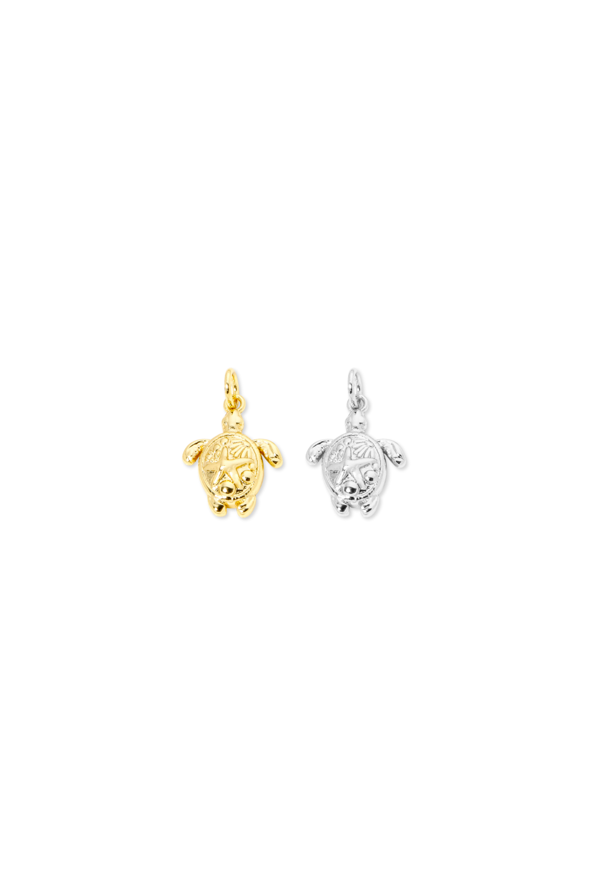 Embossed Beach Starfish Turtle Charm