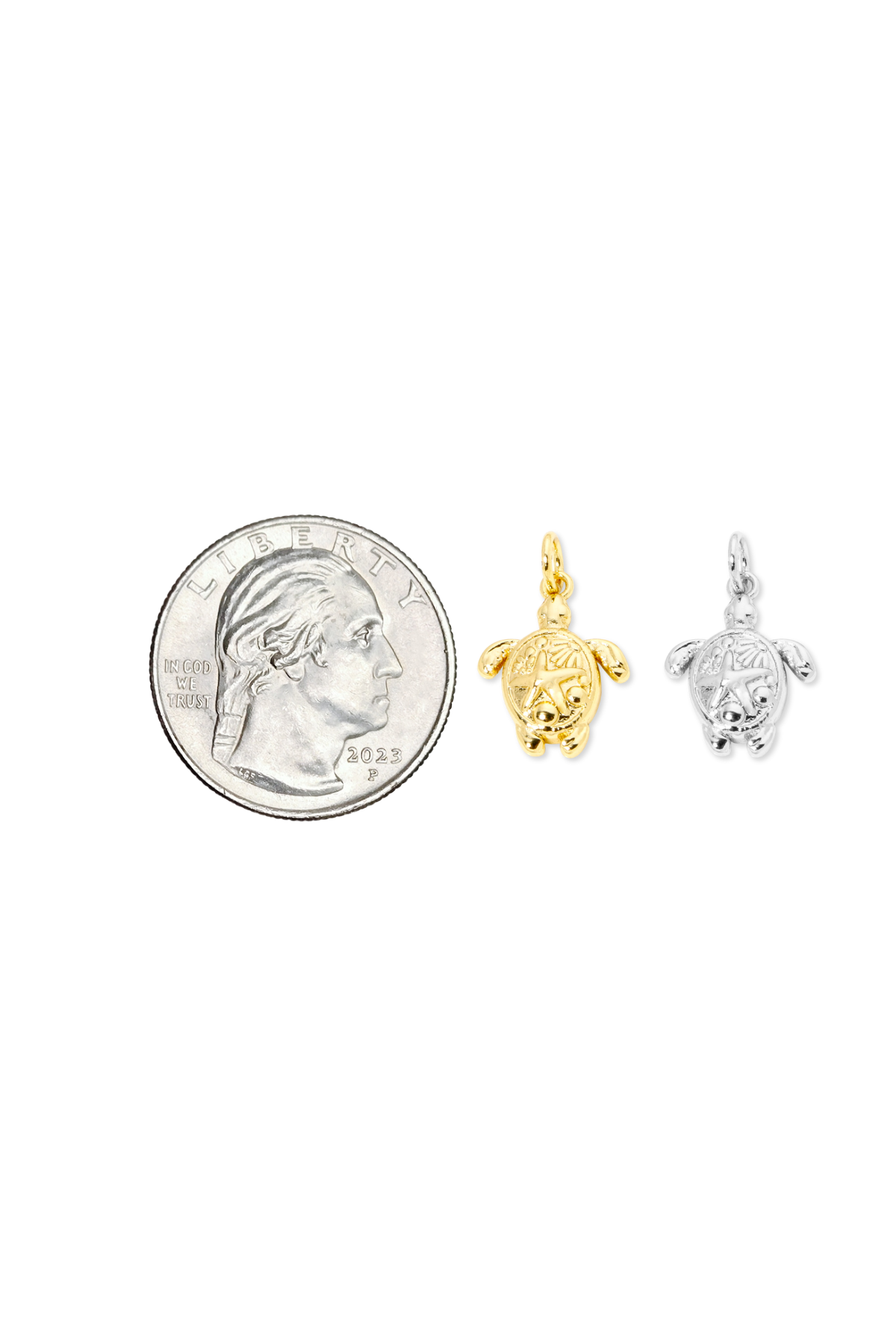 Embossed Beach Starfish Turtle Charm