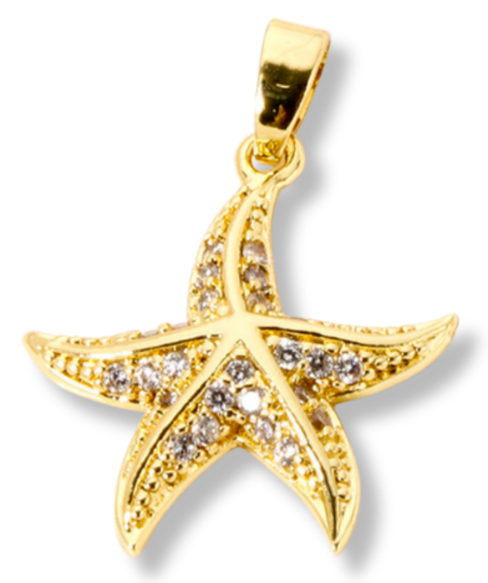 Starfish Micro Pave Cubic Zirconia Charm