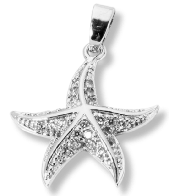 Starfish Micro Pave Cubic Zirconia Charm