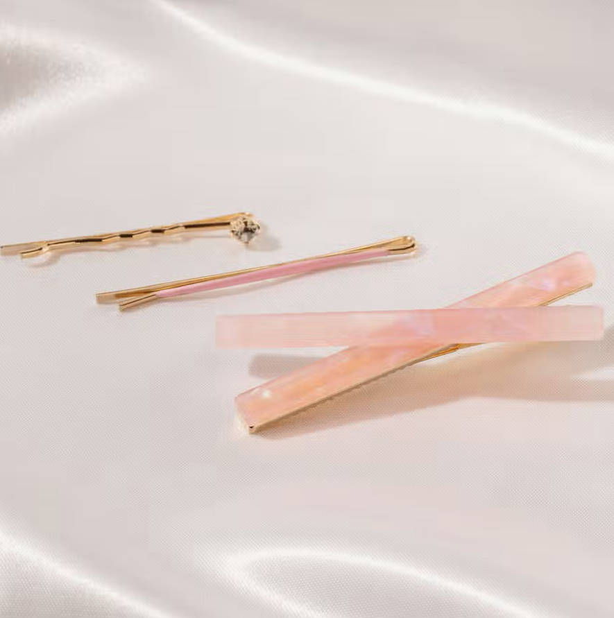 Pure Bliss X Acetate Assorted Hair Pin Set of 3 in Pink & Gold