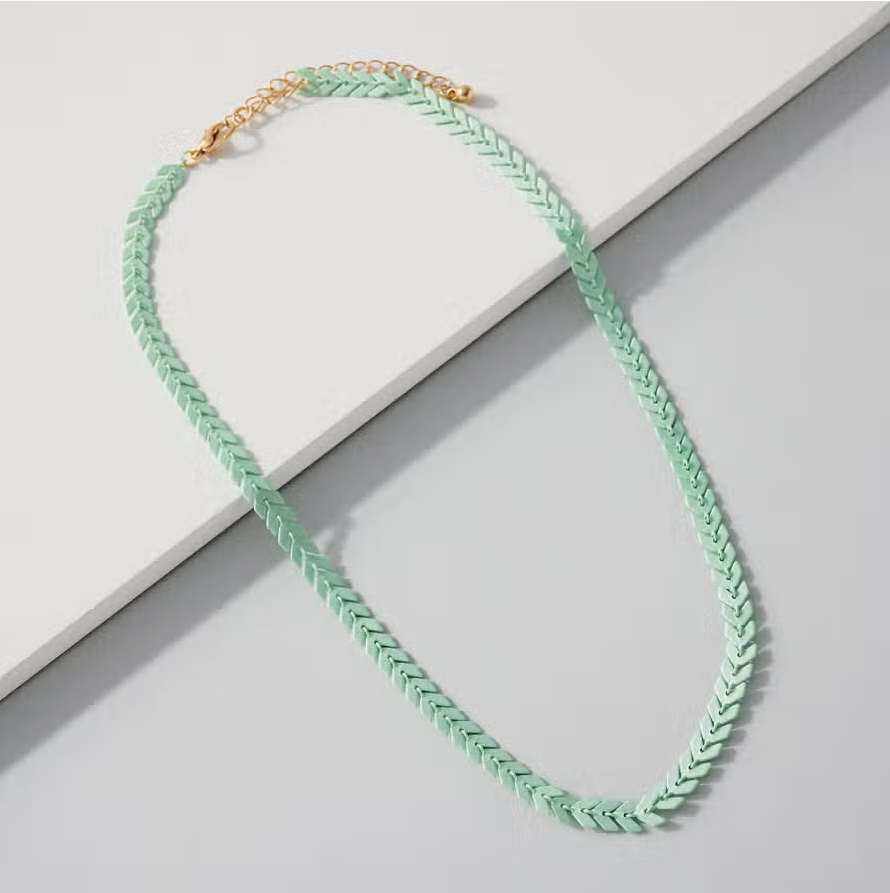 Link Together Arrow Chain 15" Necklace in Mint