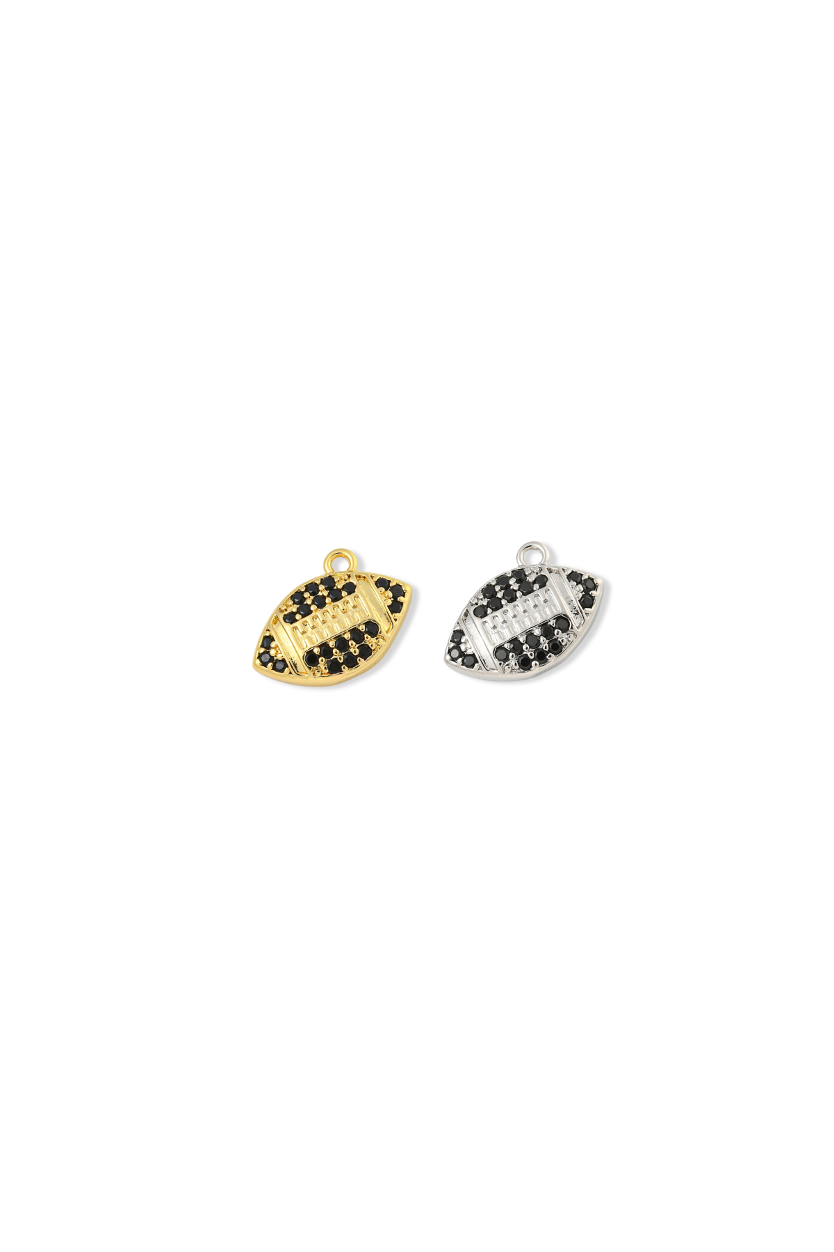Black Cubic Zirconia Micro Pave Football Charm
