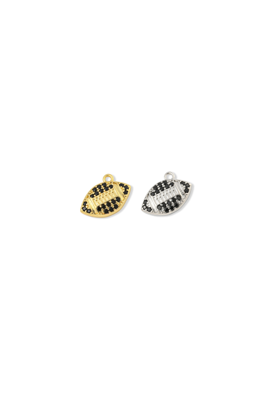 Black Cubic Zirconia Micro Pave Football Charm