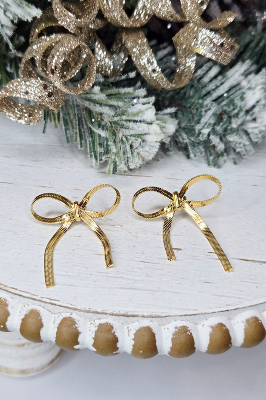 Classy Bowknot Real Gold Plated Stainless Steel Earrings