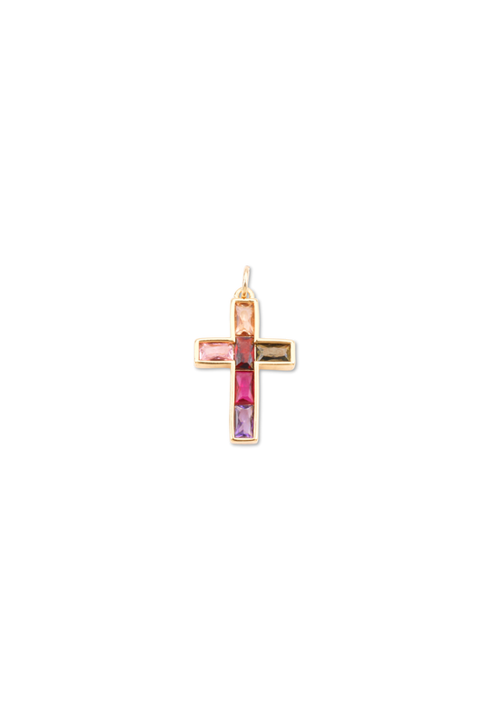 Colorful Cubic Zirconia Cross Charm