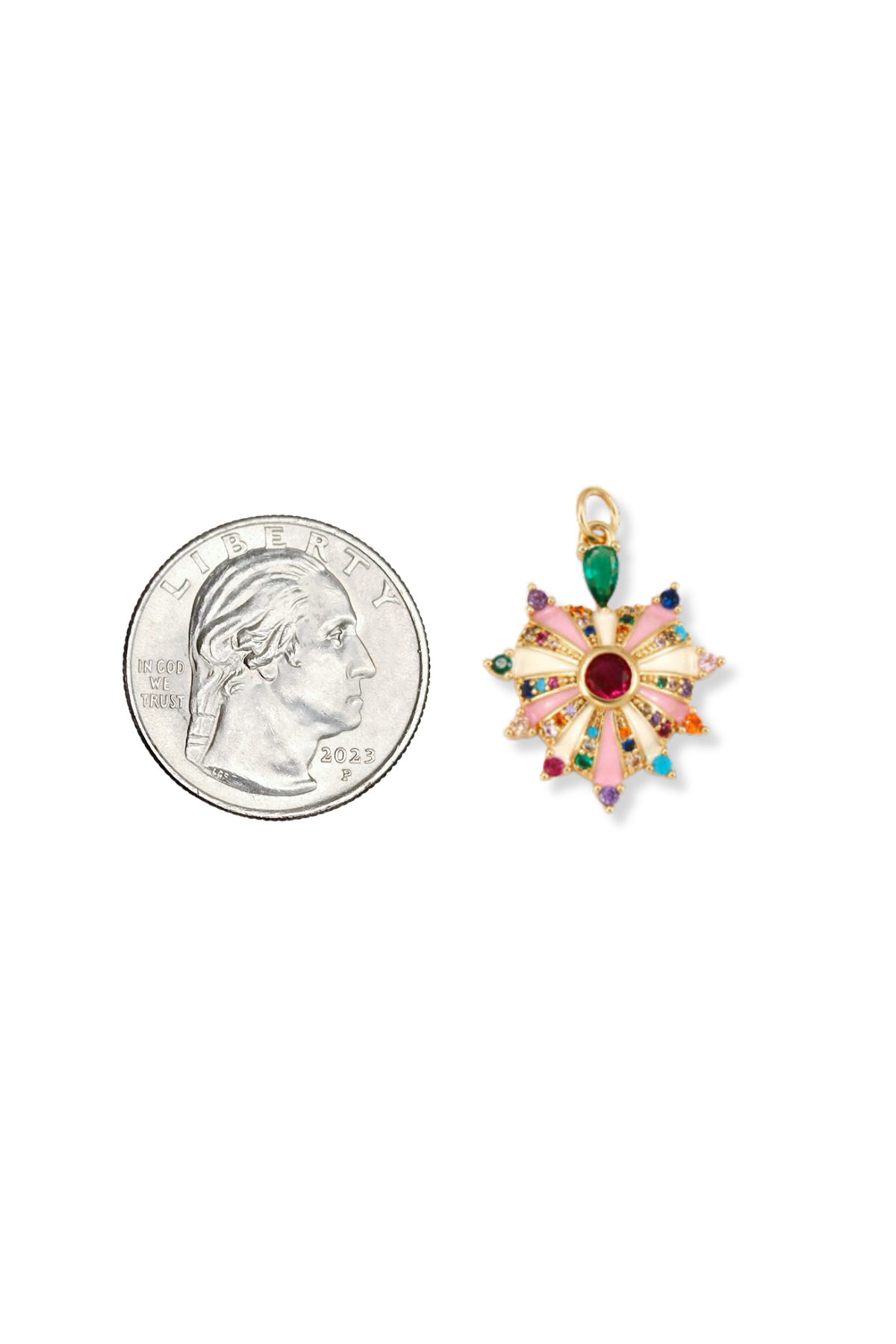 Colorful Enamel & CZ Bejeweled Heart Charm