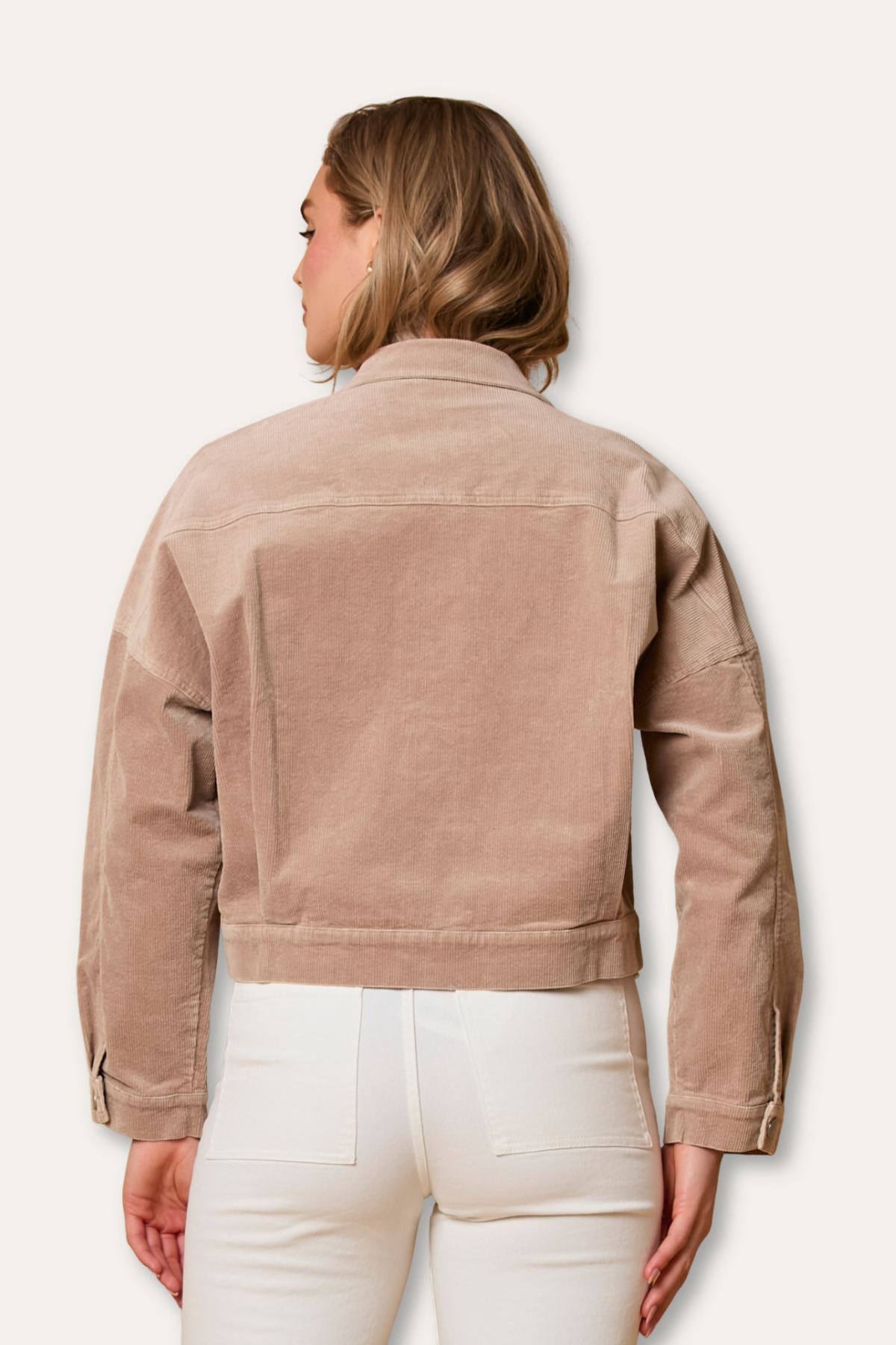 Corduroy 100% Cotton Bow Detail Button Jacket with Pockets