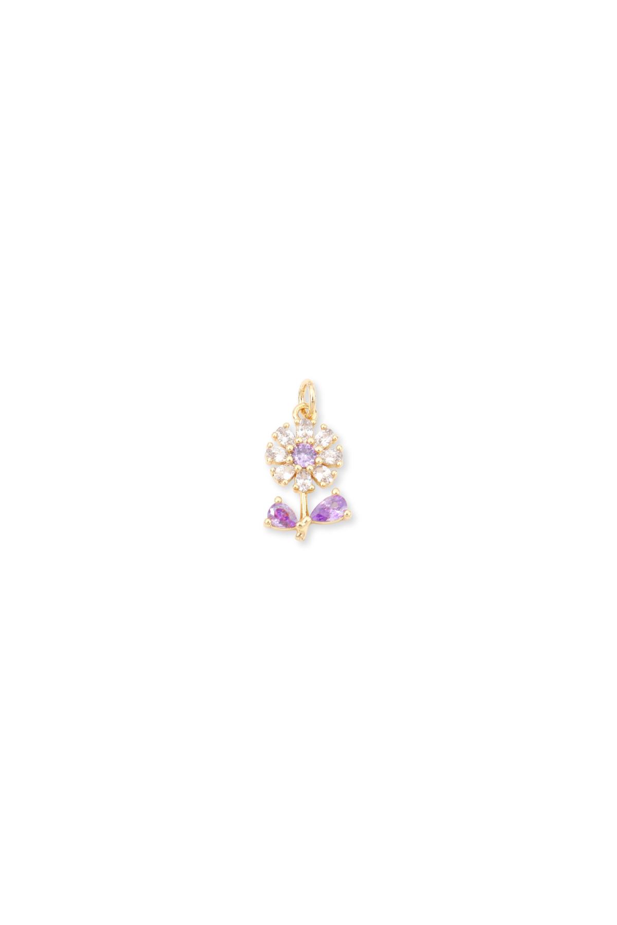 Cubic Zirconia Purple Crystal Flower Charm