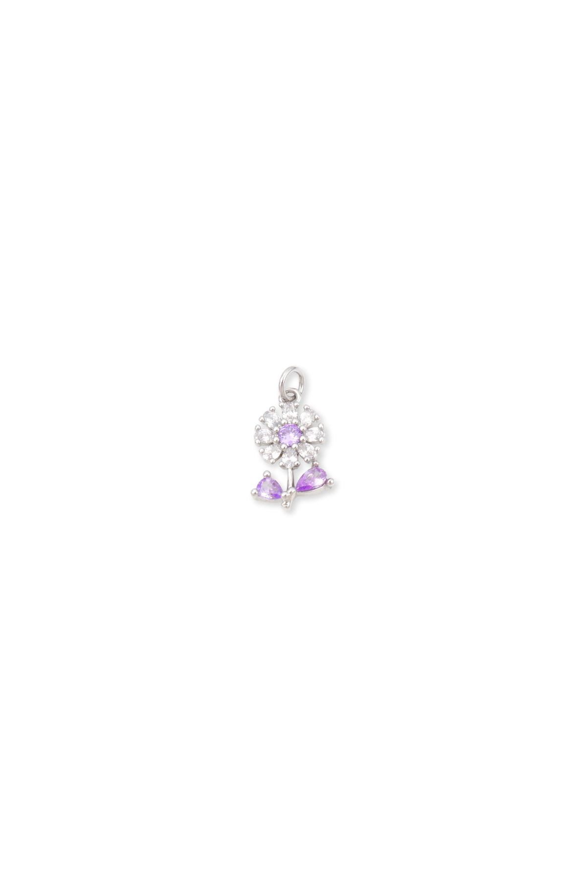 Cubic Zirconia Purple Crystal Flower Charm