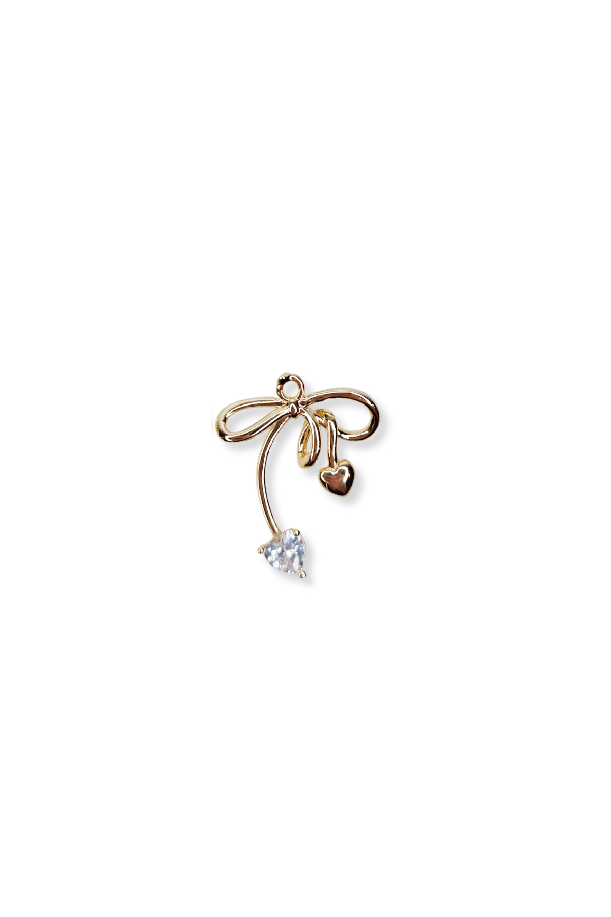 Cubic Zirconia Heart Accent Knot Bow Charm