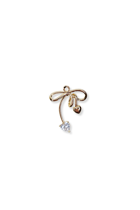 Cubic Zirconia Heart Accent Knot Bow Charm