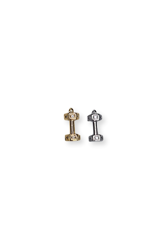 Cubic Zirconia Micro Pave 3D Dumbbell Fitness Charm