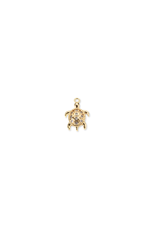 Cubic Zirconia Shell Accent Turtle Charm