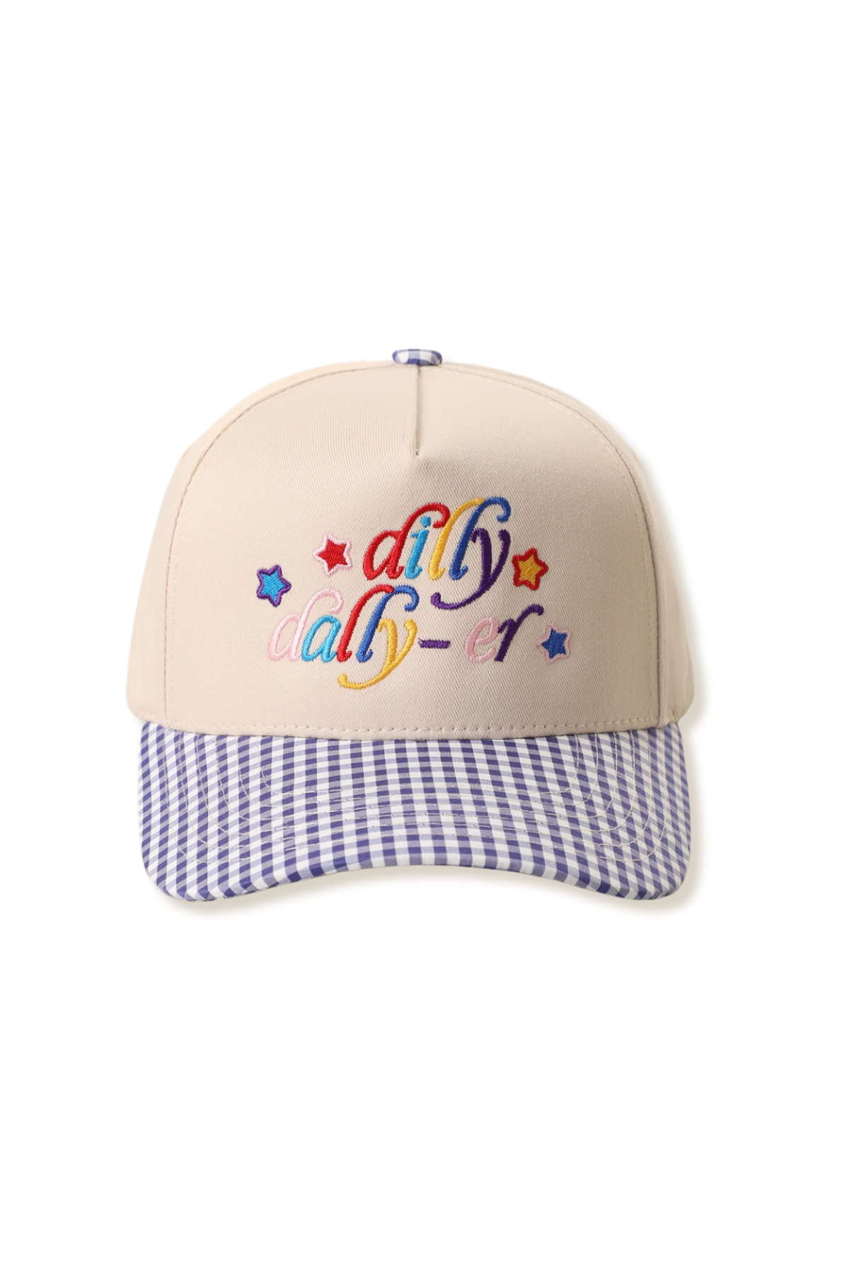 Dilly Dally-er Embroidered Gingham Brim Canvas Hat
