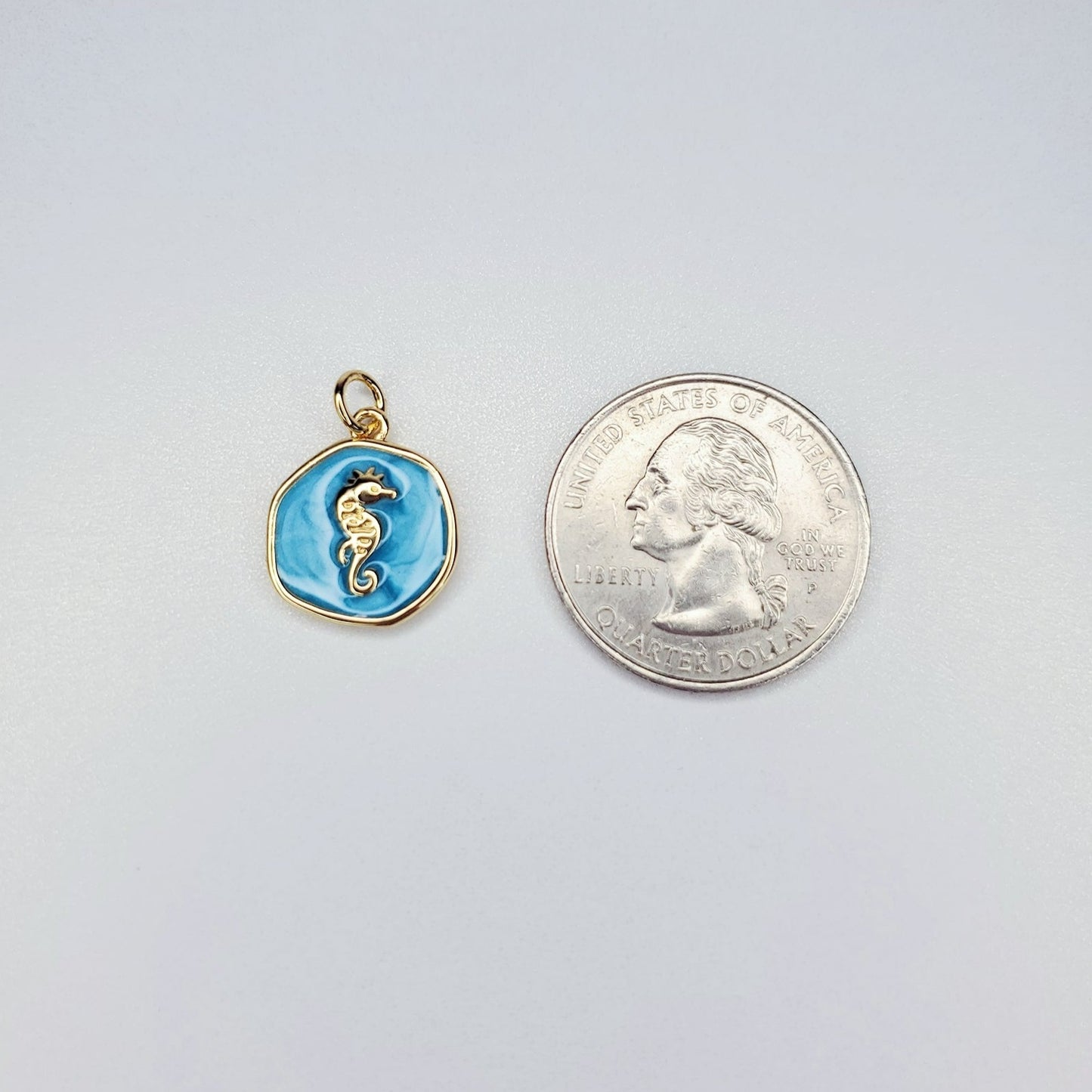 18K Real Gold Plated Enamel Seahorse Charm