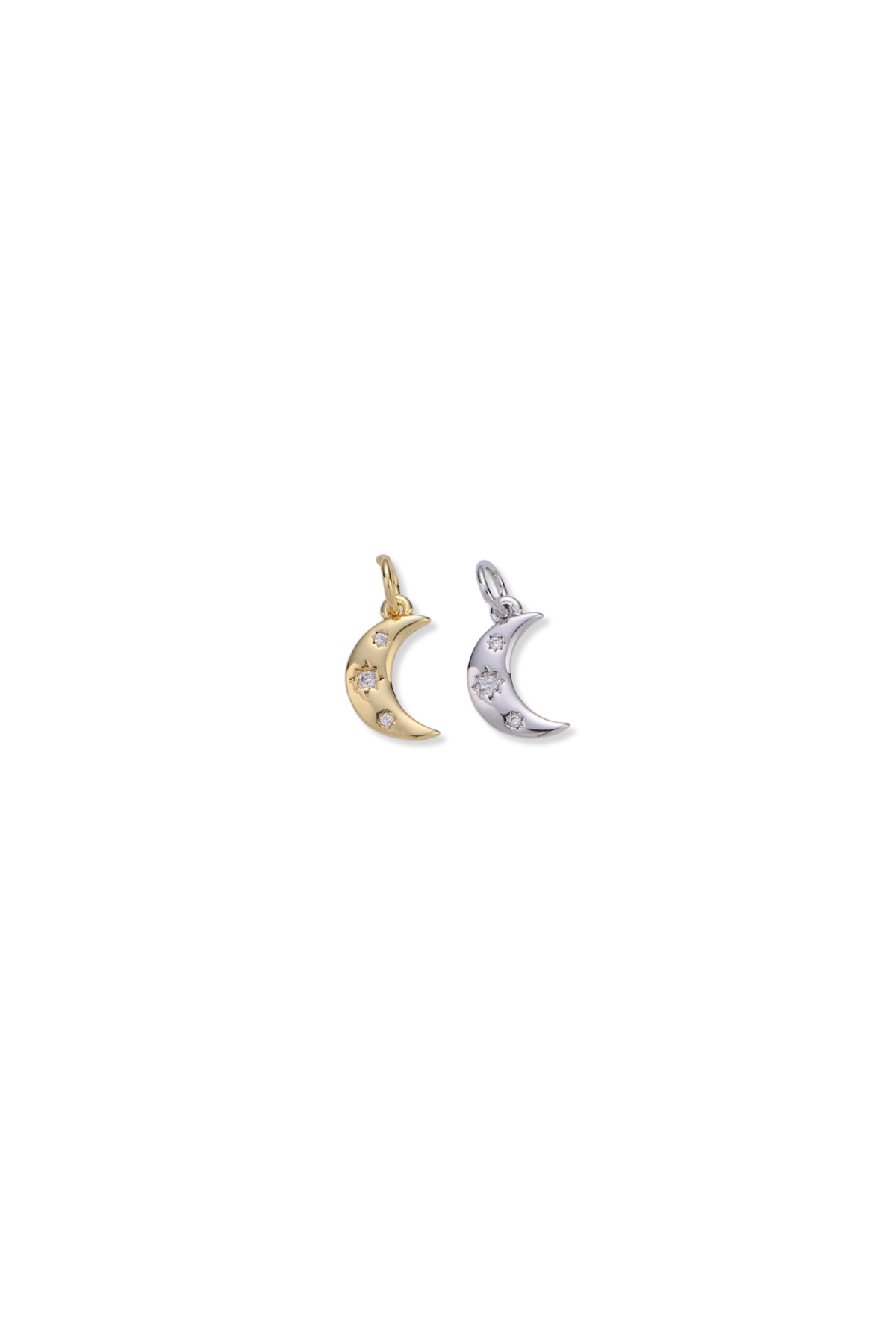 Gold Filled CZ Accent Crescent Moon Charm
