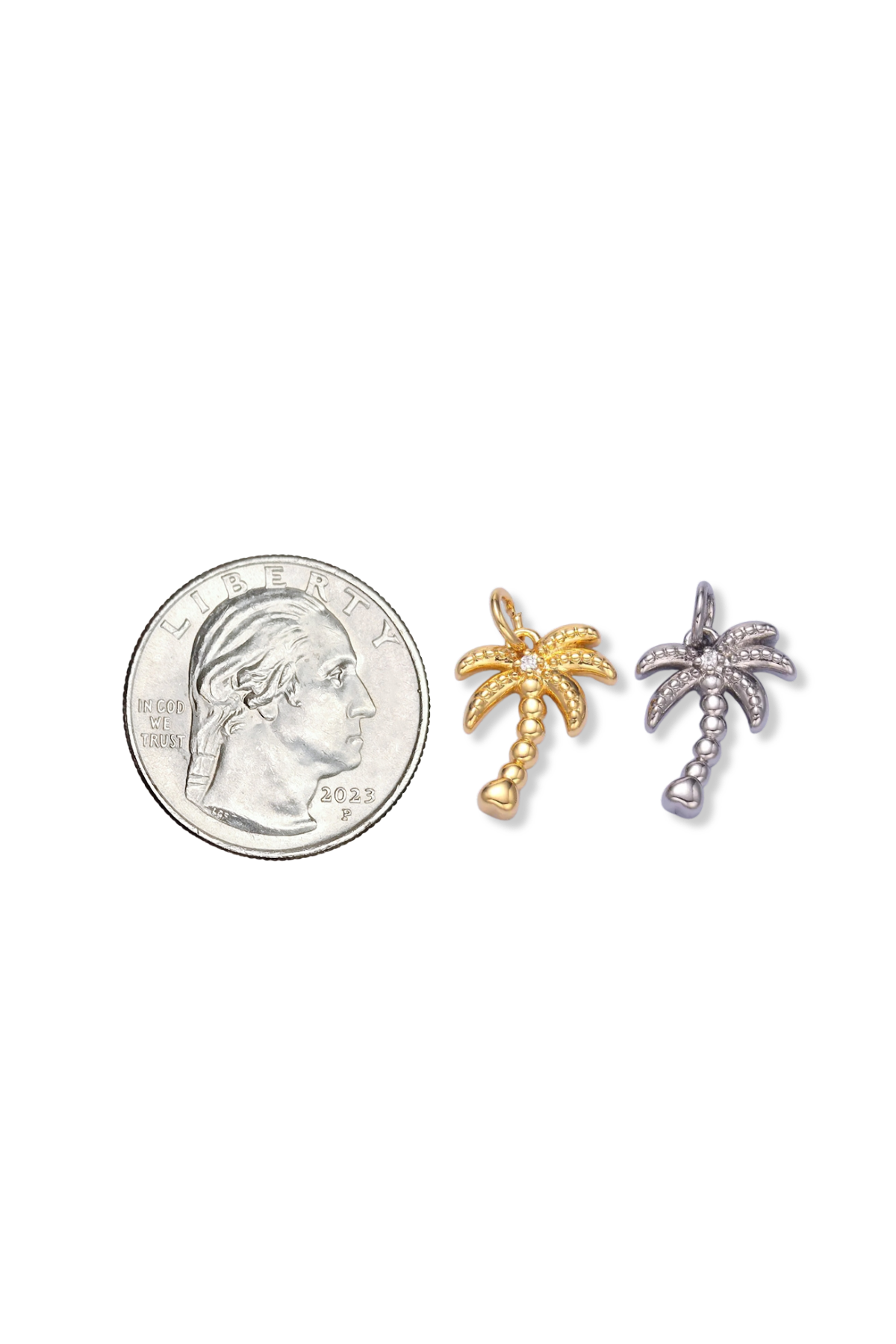 Gold Filled CZ Accent Palm Tree Charm