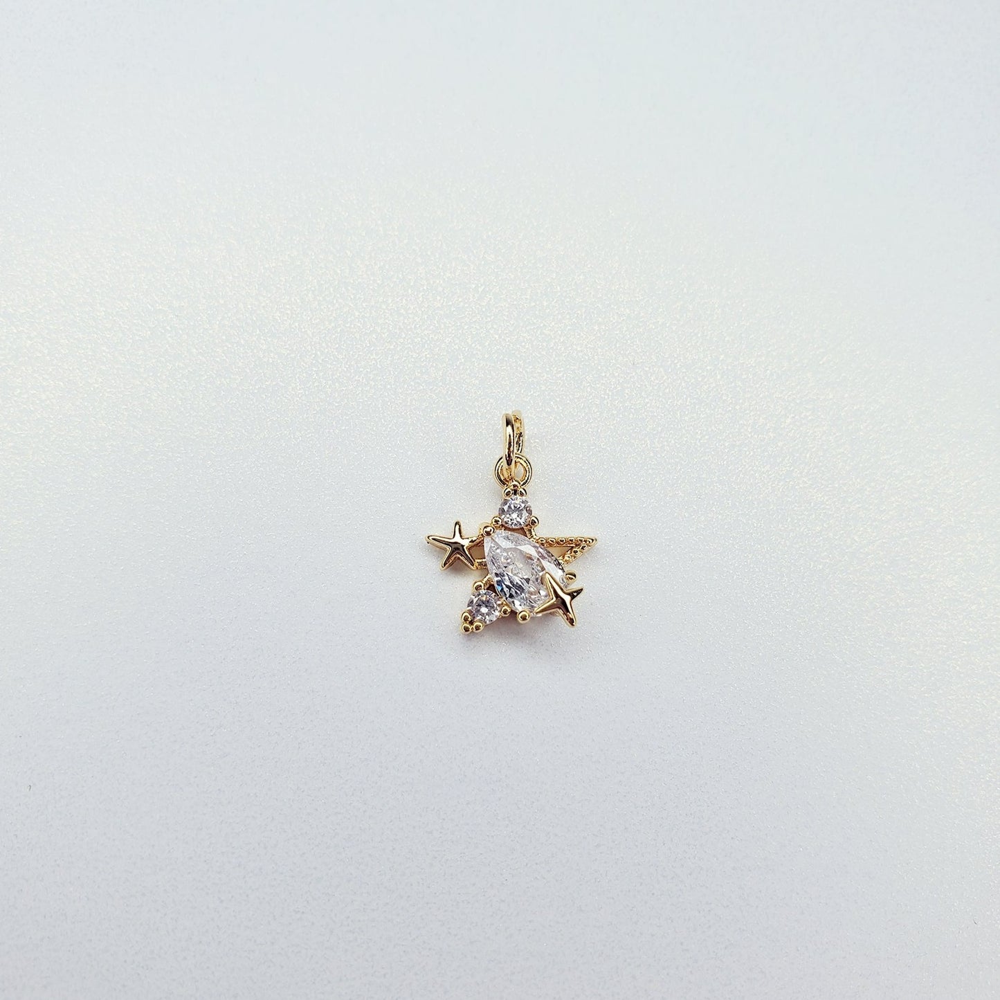 16K Gold Filled Celestial Star Cubic Zirconia Charm