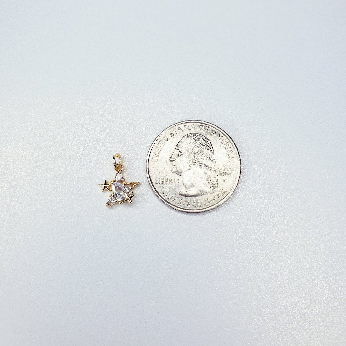 16K Gold Filled Celestial Star Cubic Zirconia Charm