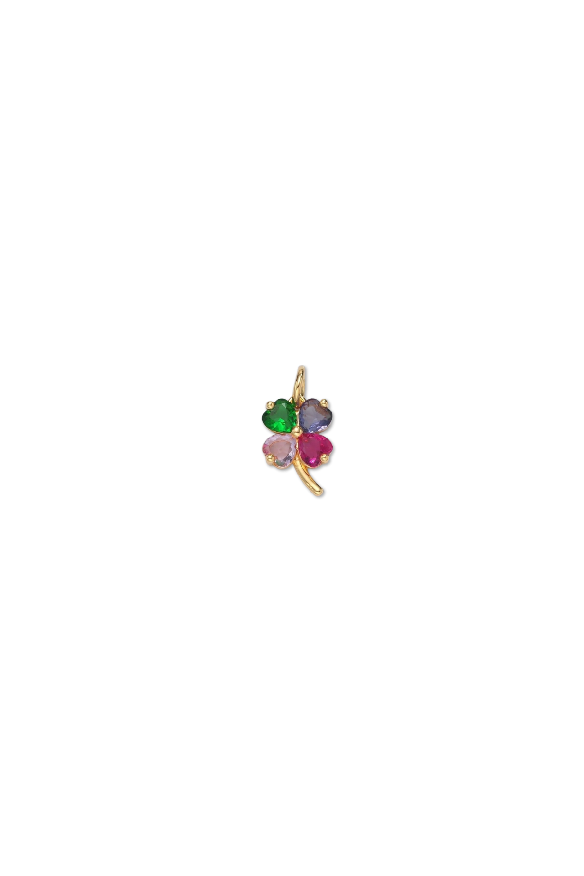 Gold Filled Colorful CZ Four-Leaf Clover Charm