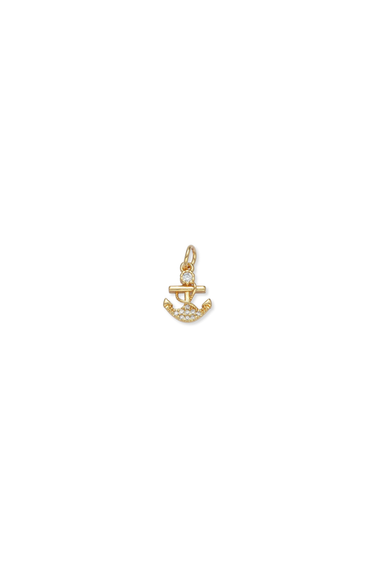 Gold Filled Dainty CZ Accent Nautical Anchor Charm