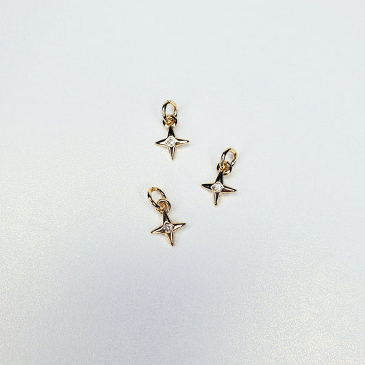 16k Gold Filled Dainty Celestial North Star Cubic Zirconia Charm