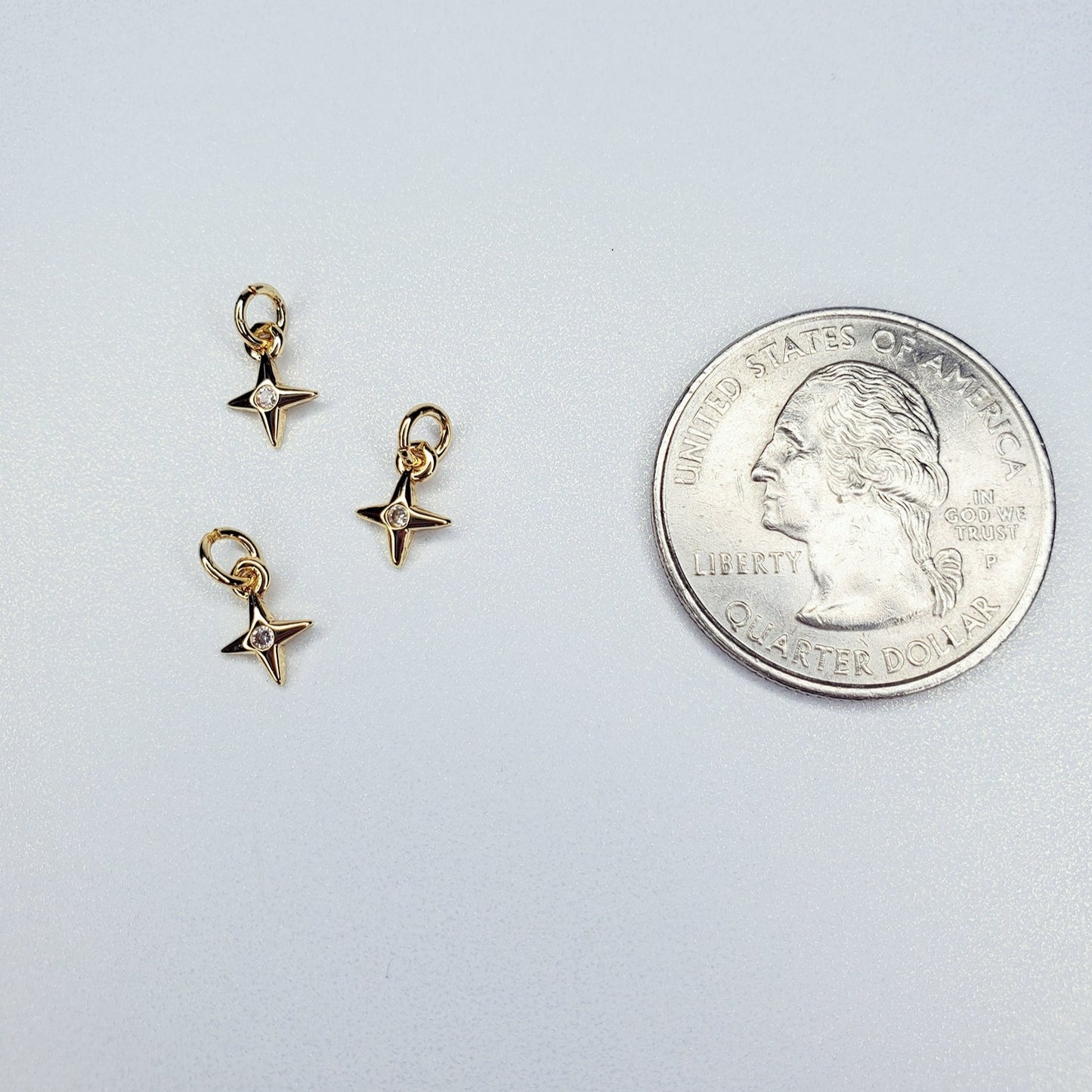 16k Gold Filled Dainty Celestial North Star Cubic Zirconia Charm