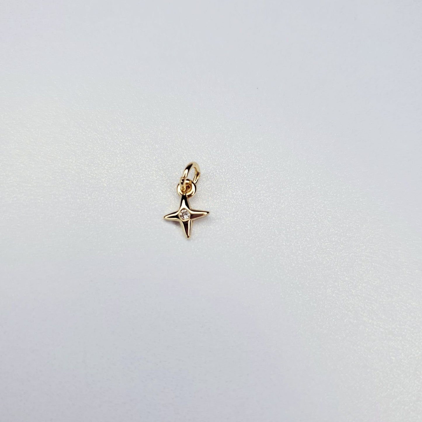 16k Gold Filled Dainty Celestial North Star Cubic Zirconia Charm