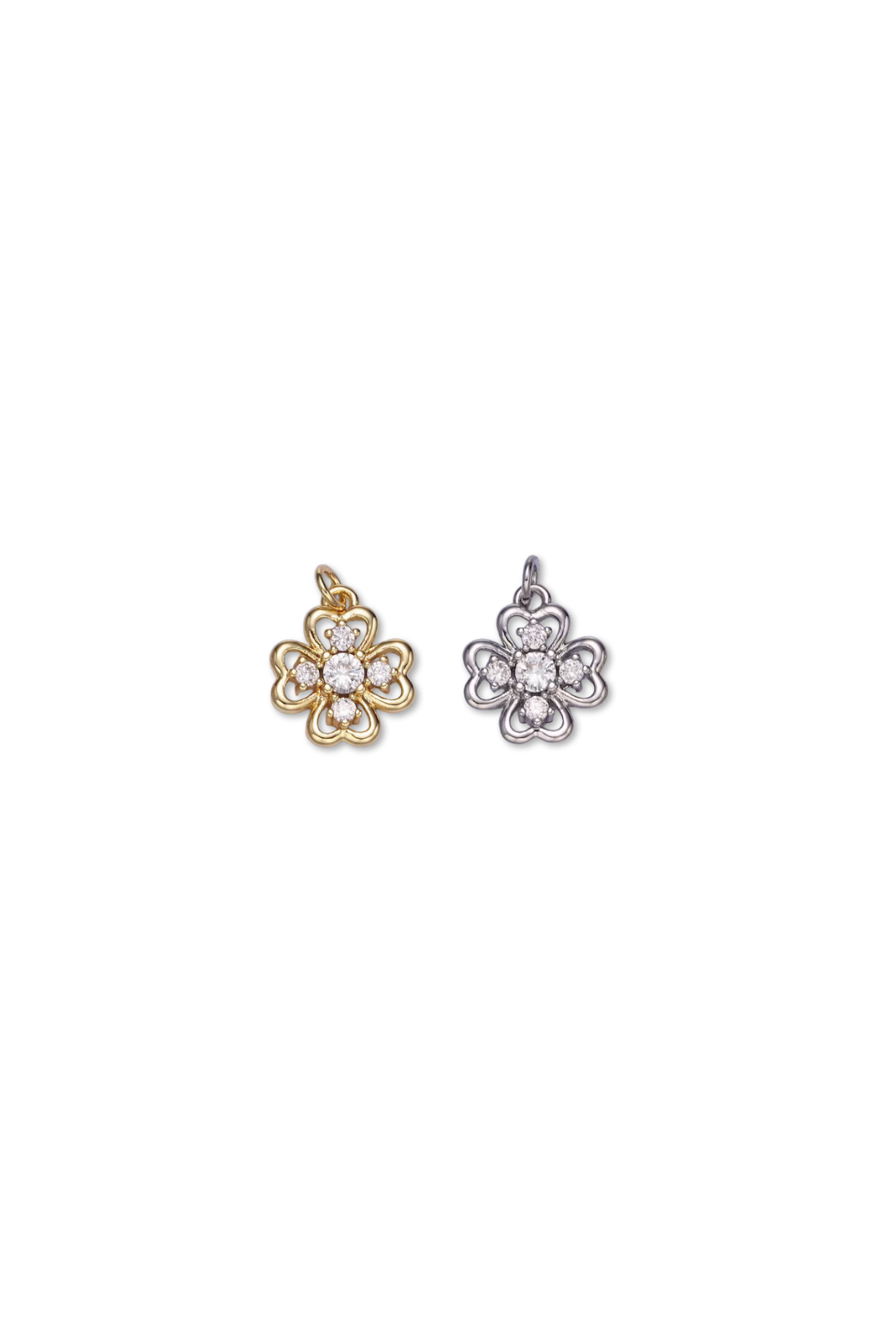 Gold Filled CZ Fancy Clover Charm