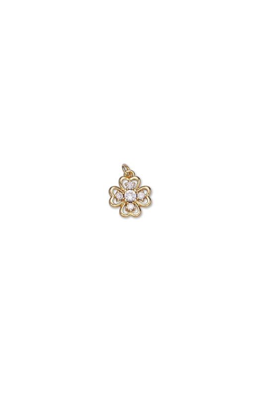 Gold Filled CZ Fancy Clover Charm
