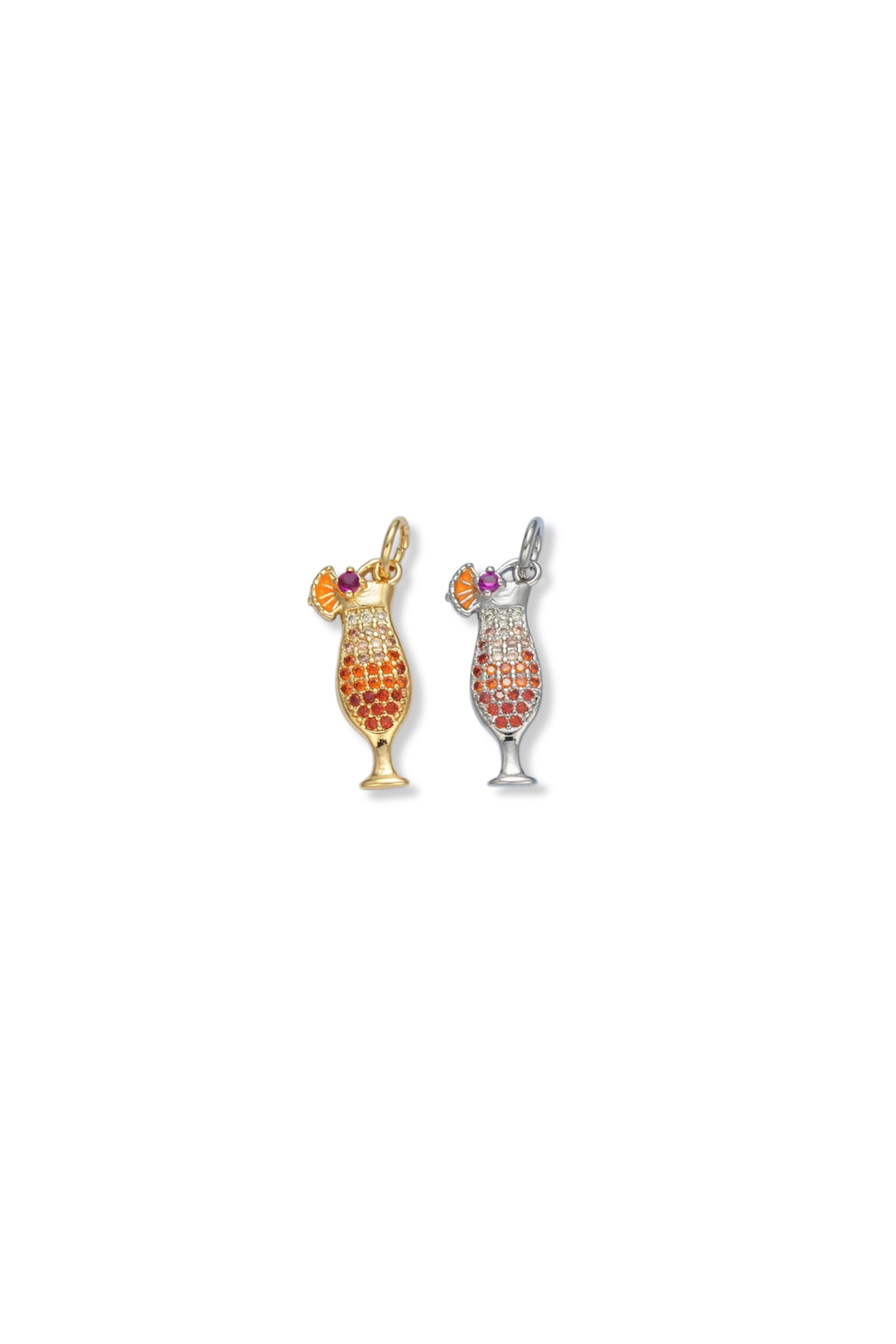 Gold Filled CZ Micro Pave Tropical Drink Charm