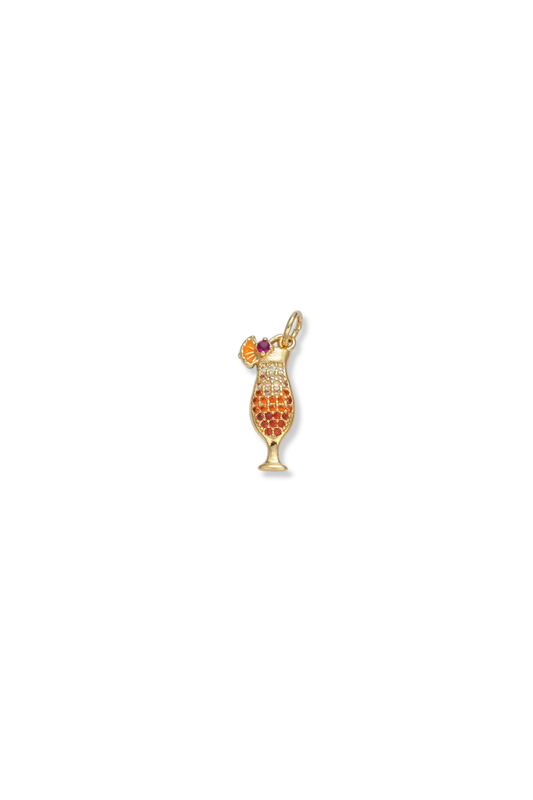 Gold Filled CZ Micro Pave Tropical Drink Charm