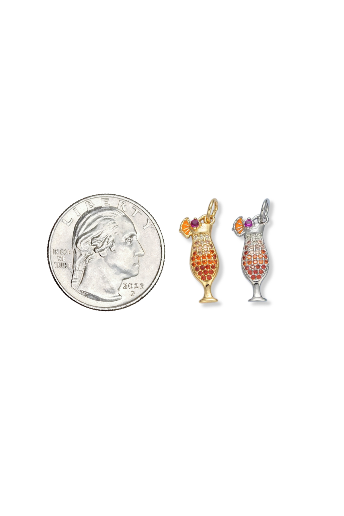 Gold Filled CZ Micro Pave Tropical Drink Charm