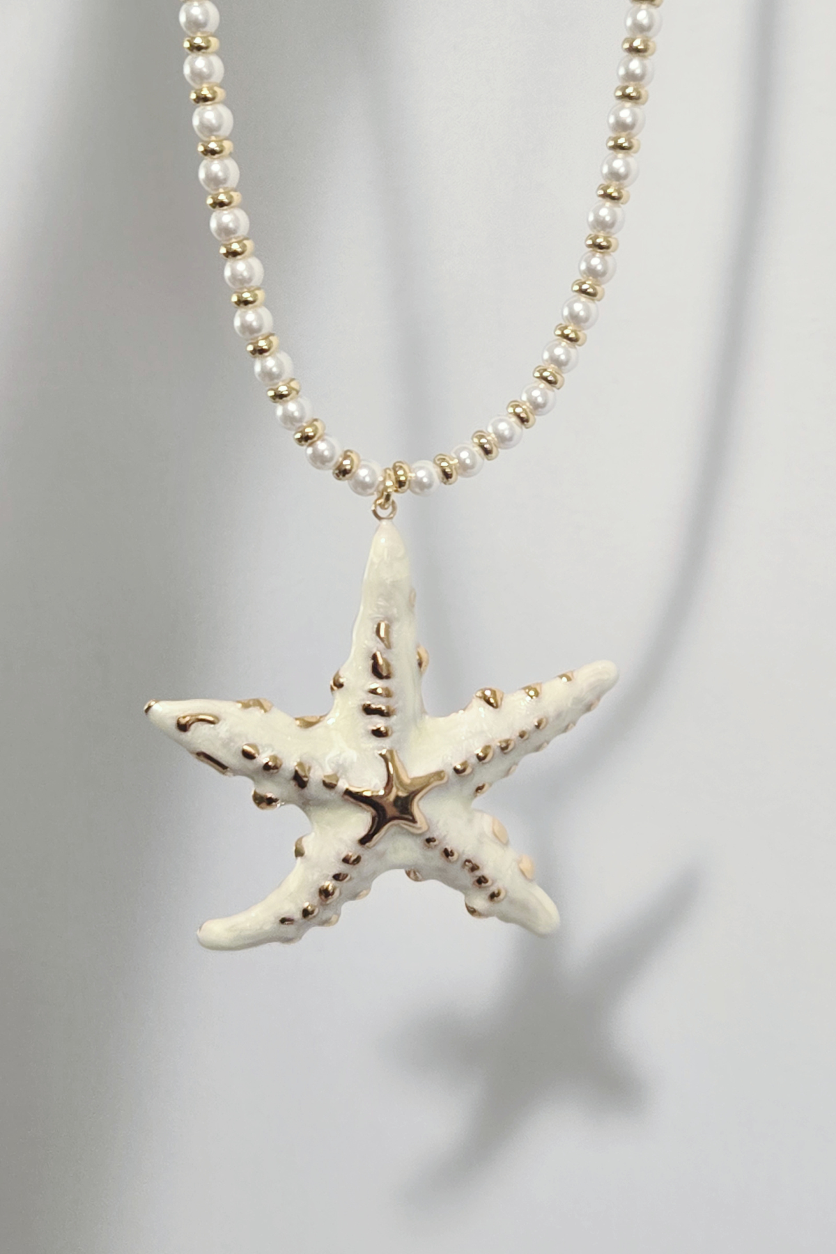 Golden Starfish Fresh Water Pearl 16" Statement Necklace