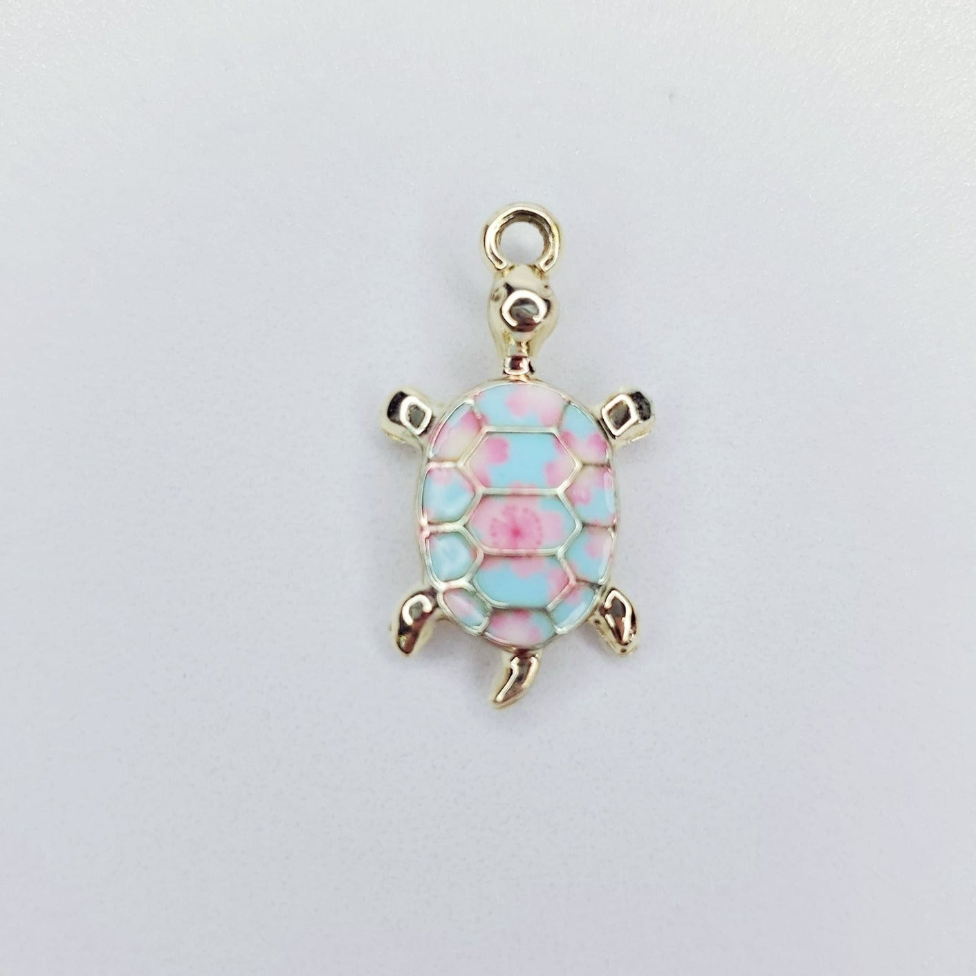 Enamel Floral Shell Sea Turtle Charm