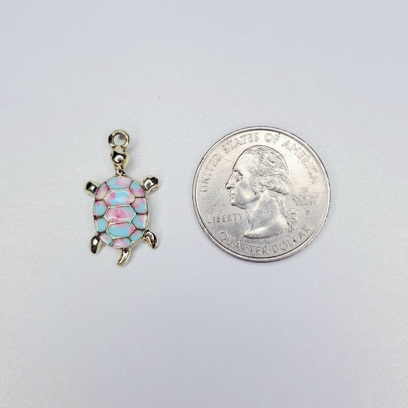 Enamel Floral Shell Sea Turtle Charm