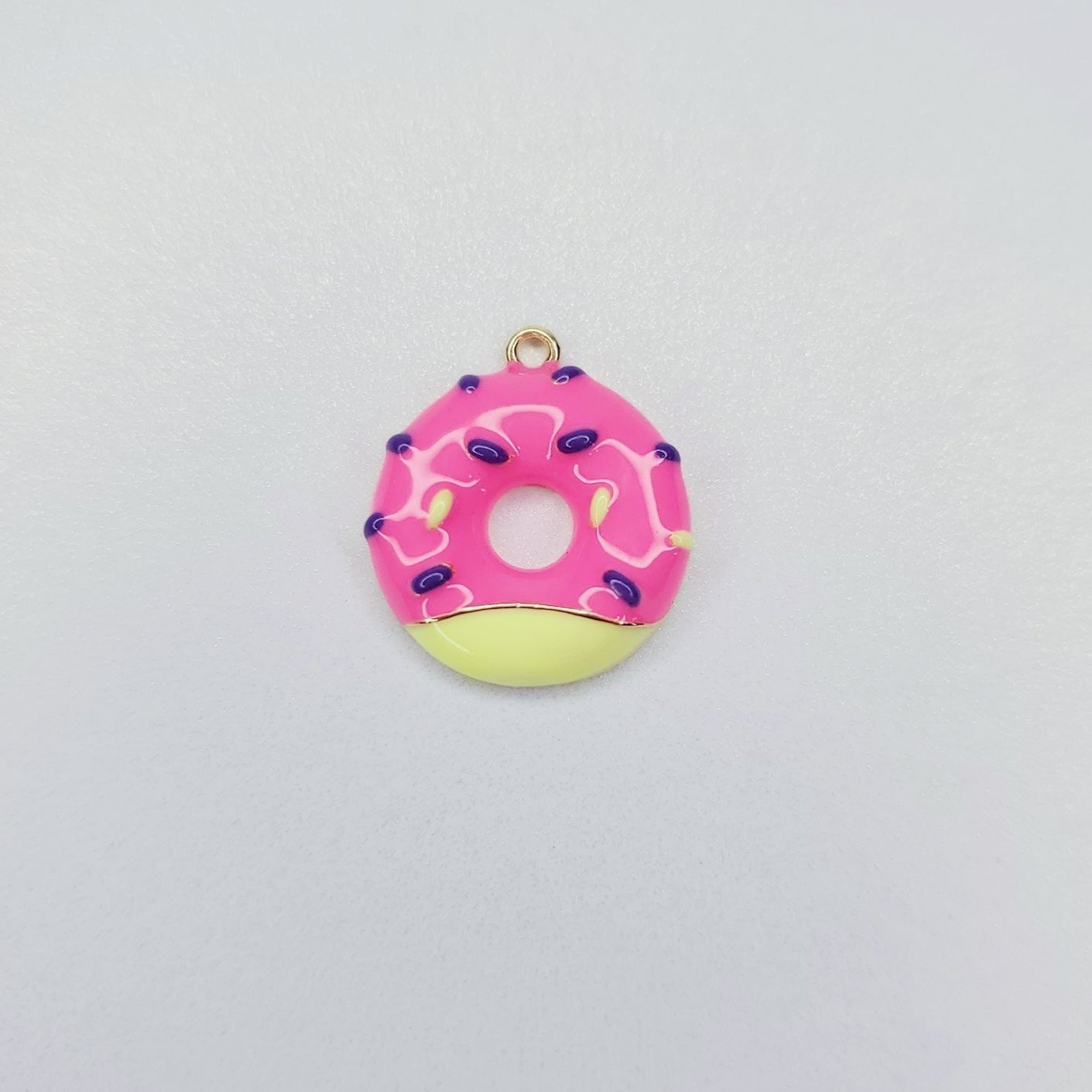 18K Real Gold Plated Enamel Donut Charm