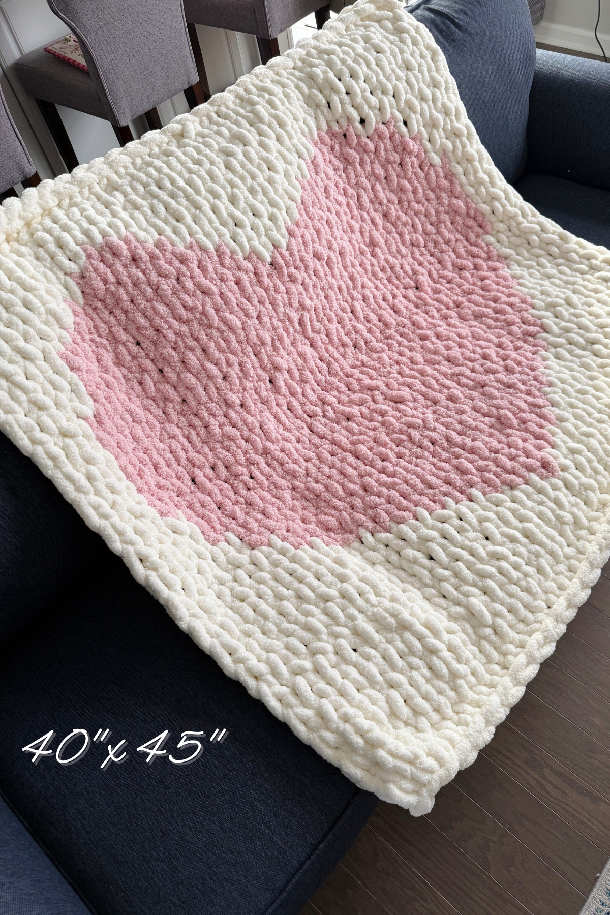 Twisted Threads Handmade Blanket- Pink & Cream Heart