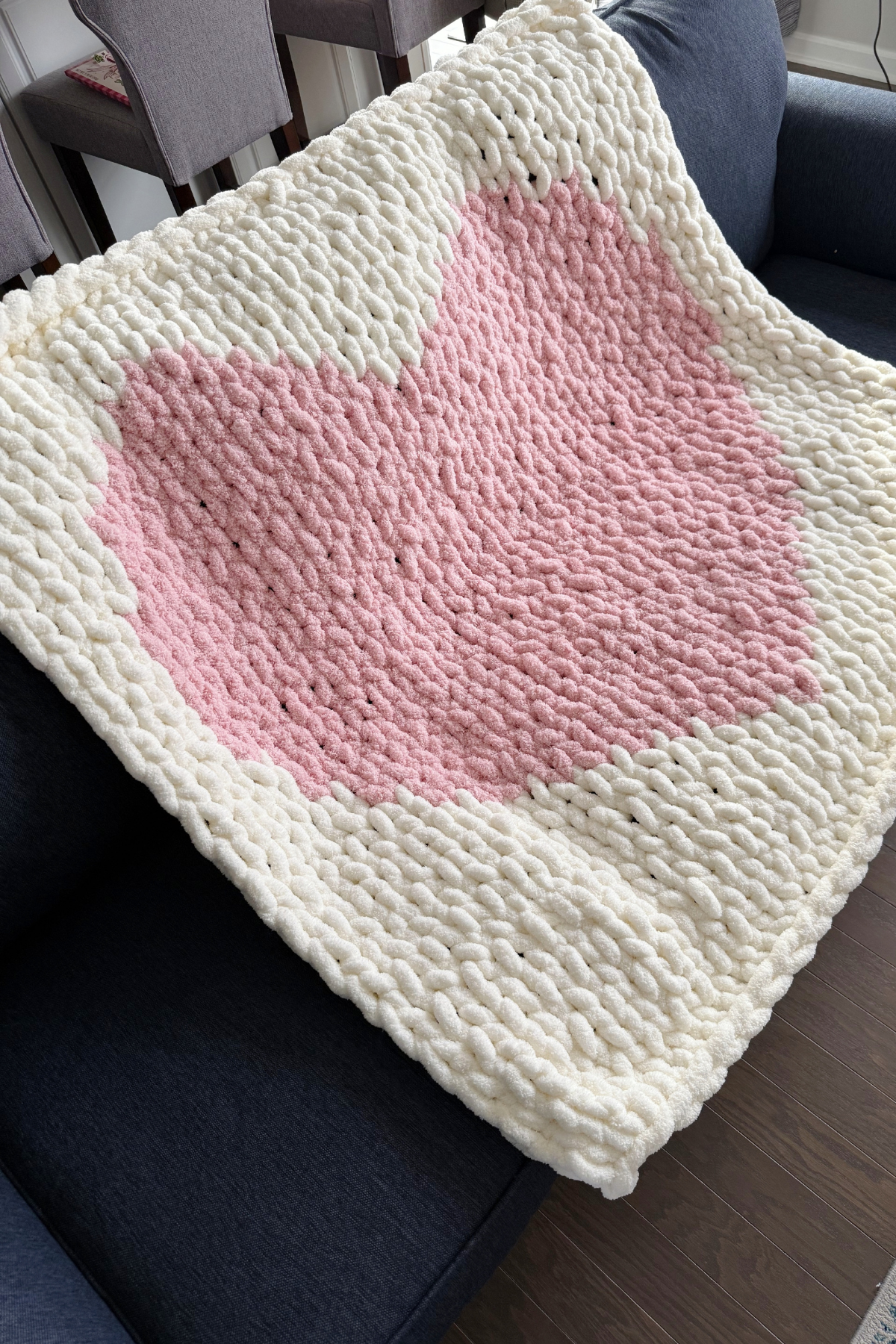 Twisted Threads Handmade Blanket- Pink & Cream Heart