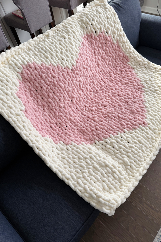 Twisted Threads Handmade Blanket- Pink & Cream Heart