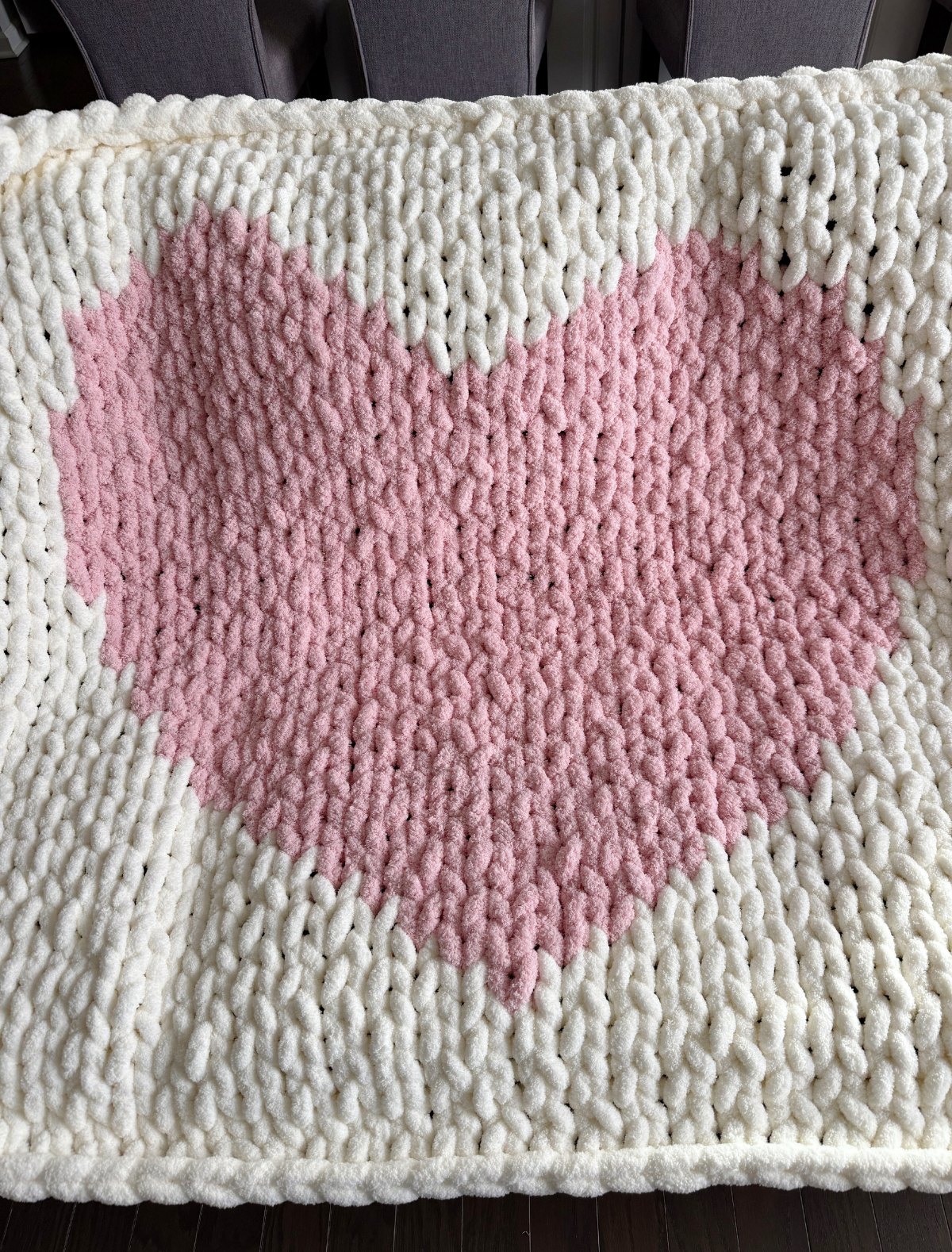 Twisted Threads Handmade Blanket- Pink & Cream Heart