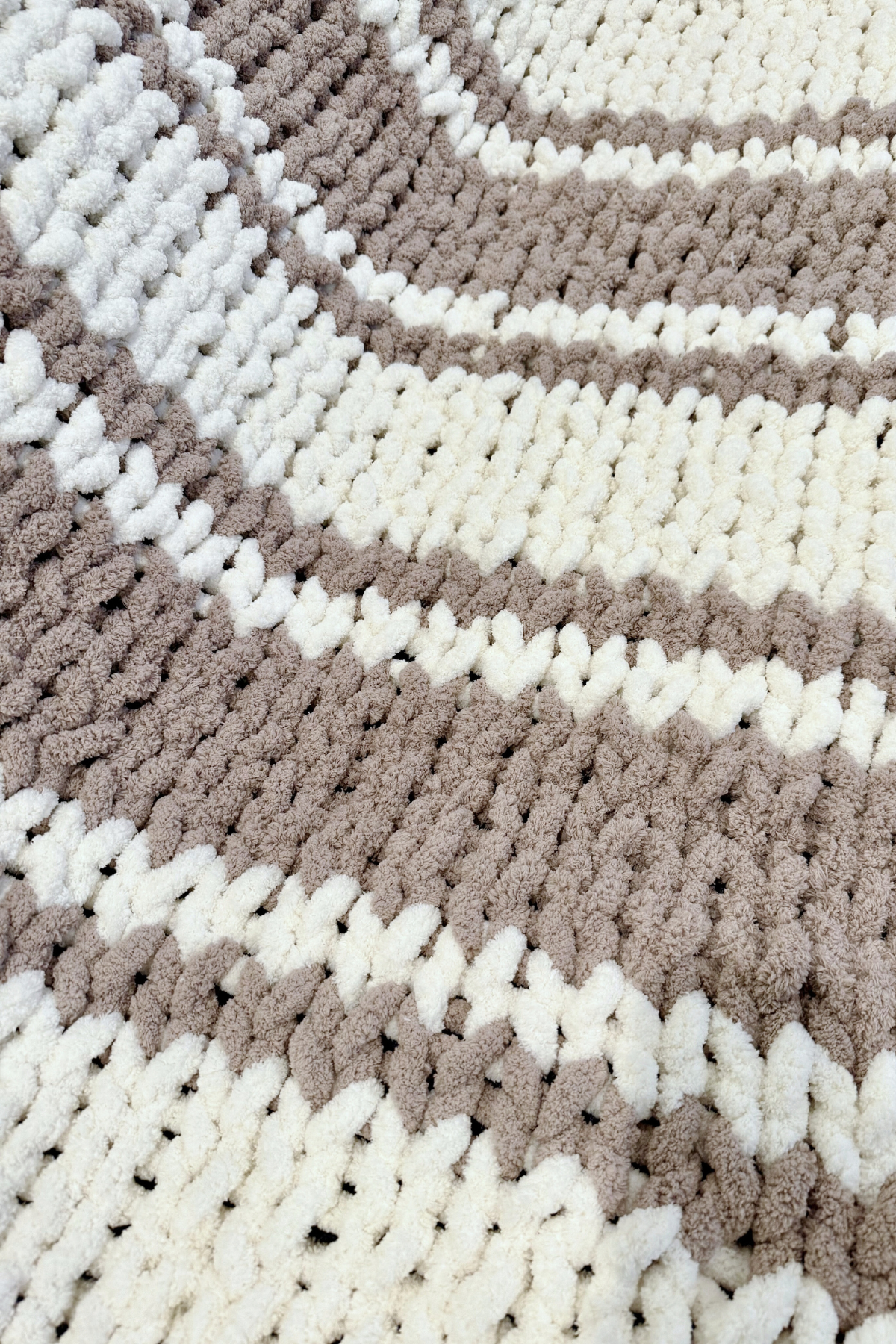 Twisted Threads Handmade Blanket- Tan & Cream Stripe