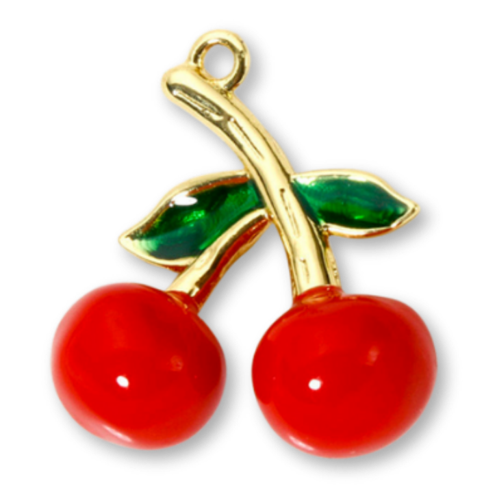 Large 3D Enamel Cherry Charm