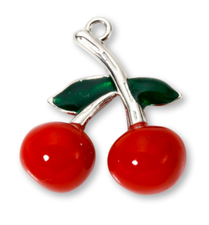 Large 3D Enamel Cherry Charm
