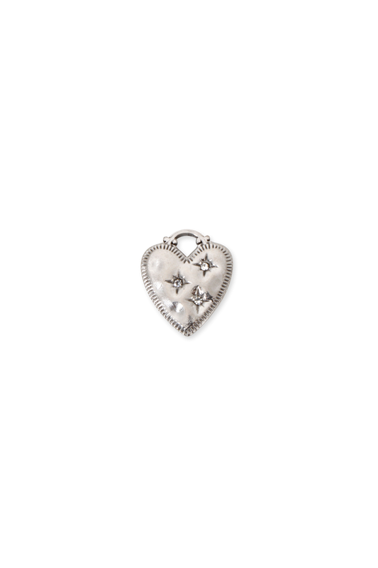 Large Heart Lock Style Starburst CZ Accent Charm