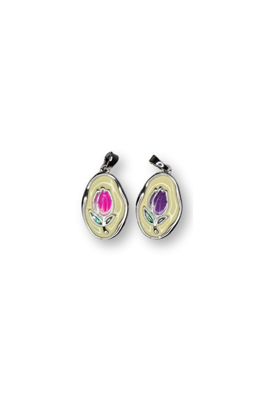 Oval Enamel Tulip Charm