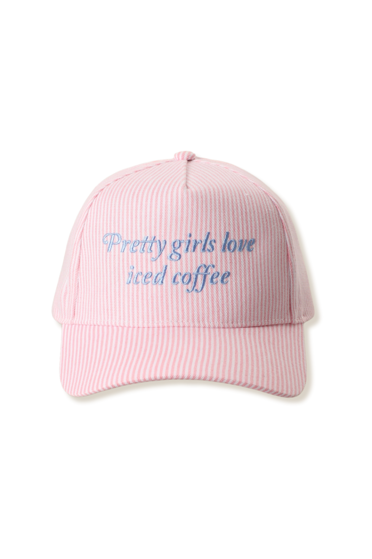 Pretty Girls Love Iced Coffee Embroidered Seersucker Canvas Hat