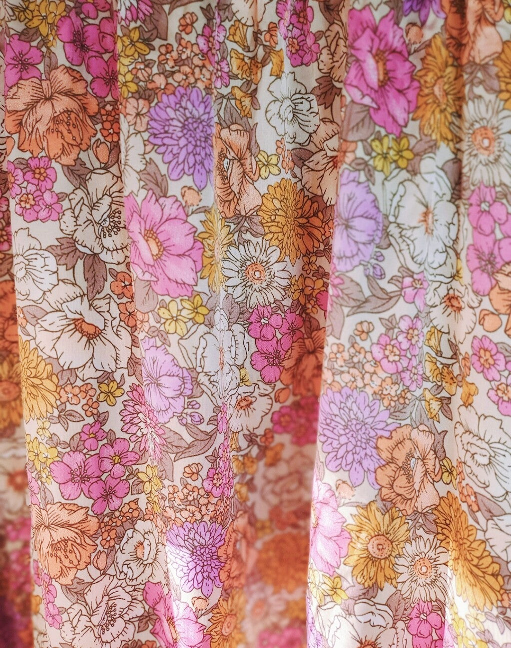 In Bloom Satin Floral Smocked Prairie Boho Surplice Pocket Maxi Dress