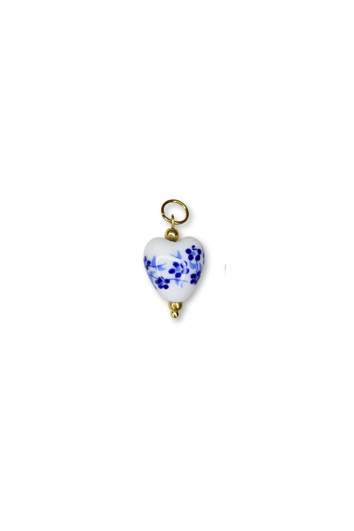 Stainless Steel Ceramic Floral Heart Beaded Charm B949594